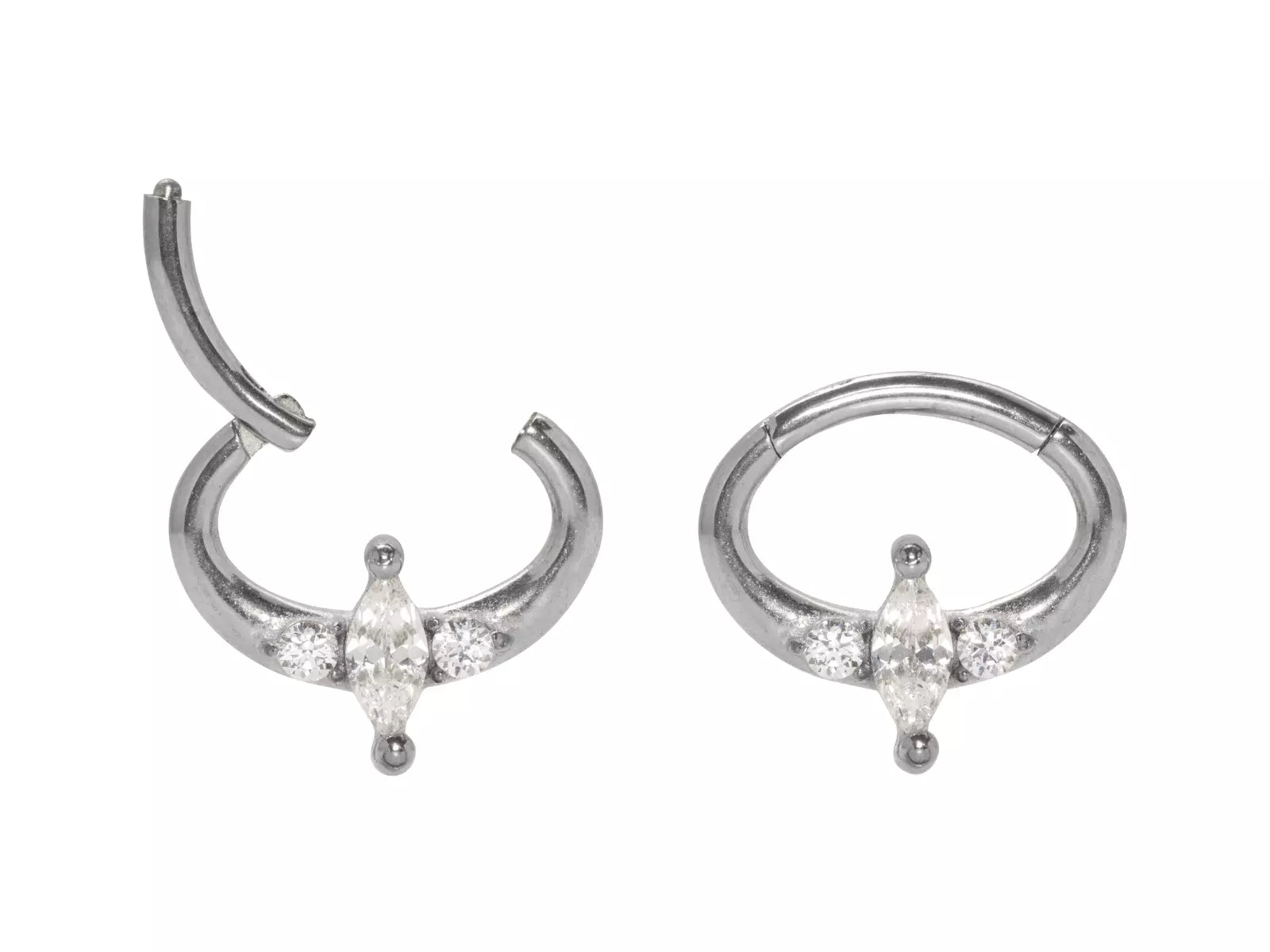 SEGMENTO CLICKER AÇO OVAL 3 PEDRAS