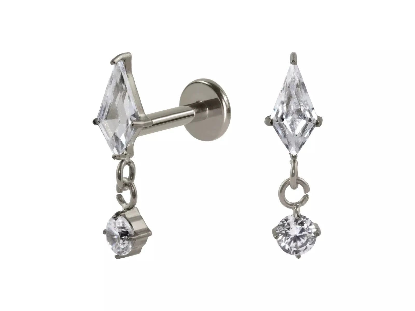 LABRET TITÂNIO R/I ZIRCONIA C/ PINGENTE