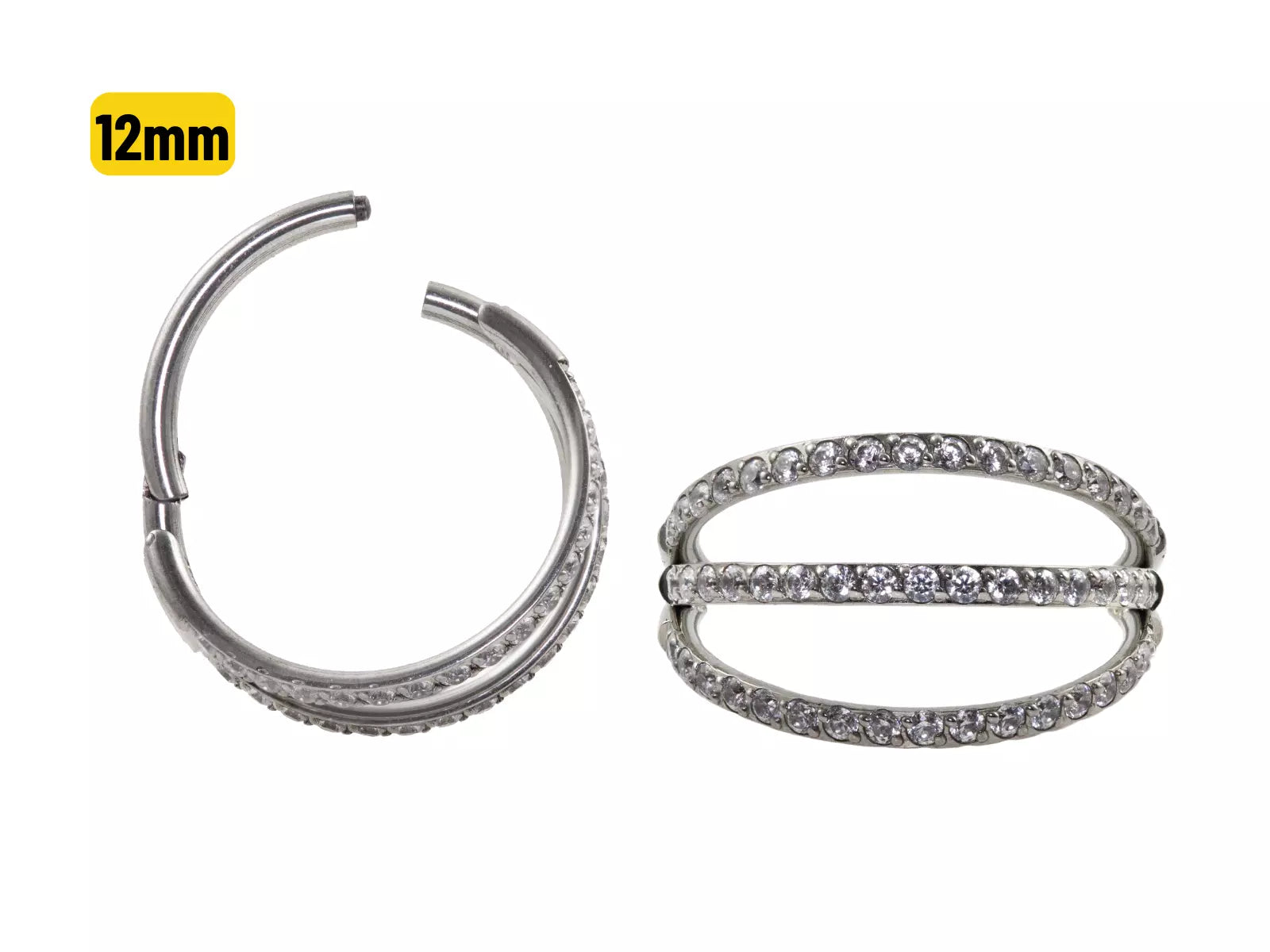 SEGMENTO CLICKER AÇO 3 FILEIRAS C/ ZIRCÔNIA - 12MM