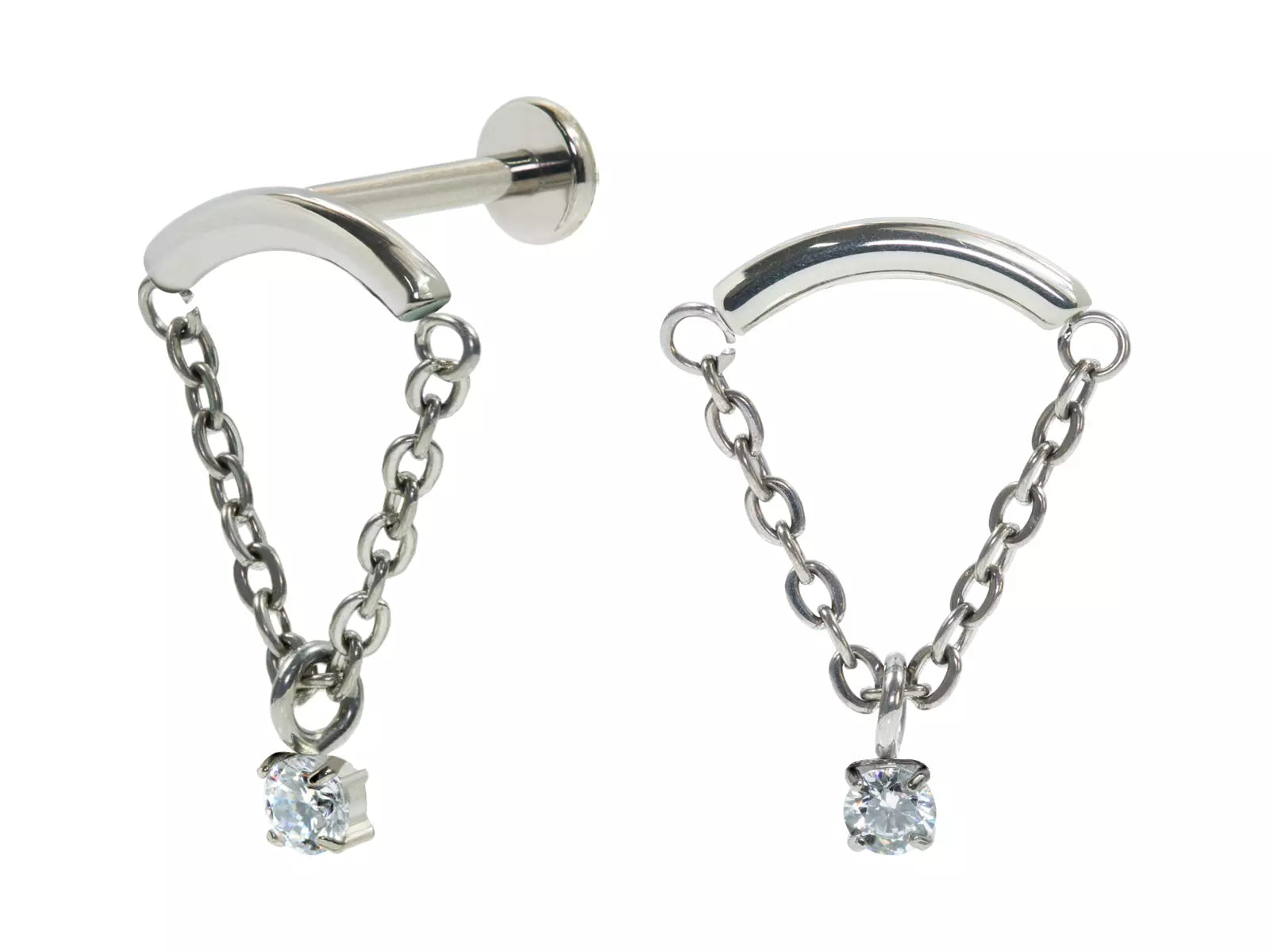 LABRET TITÂNIO R/I BARRA C/ CORRENTE E PONTO DE LUZ MOD3