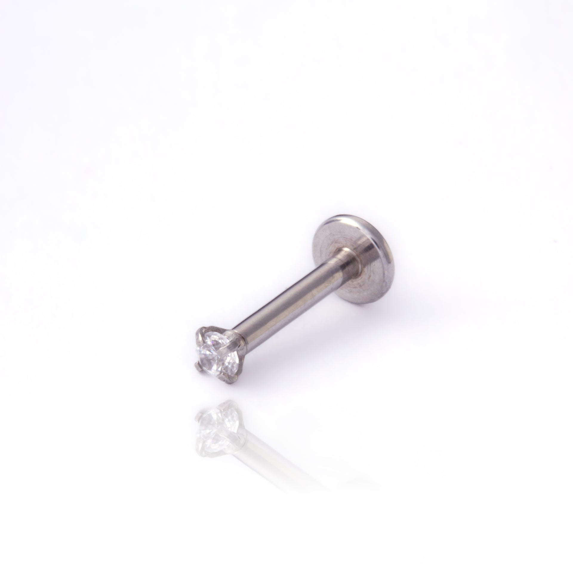 LABRET AÇO R/I C/ ZIRCÔNIA - 1.2 X 8 X 2MM