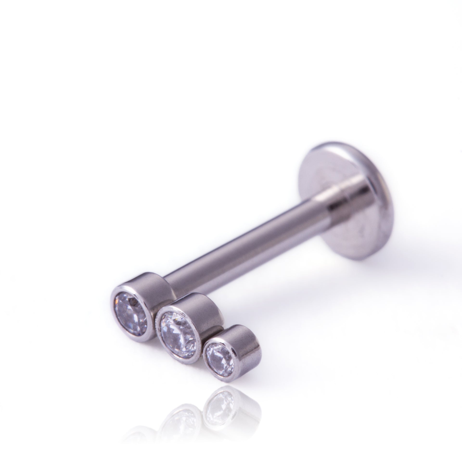 LABRET AÇO R/I MINI CLUSTER 3 PEDRAS - AÇO