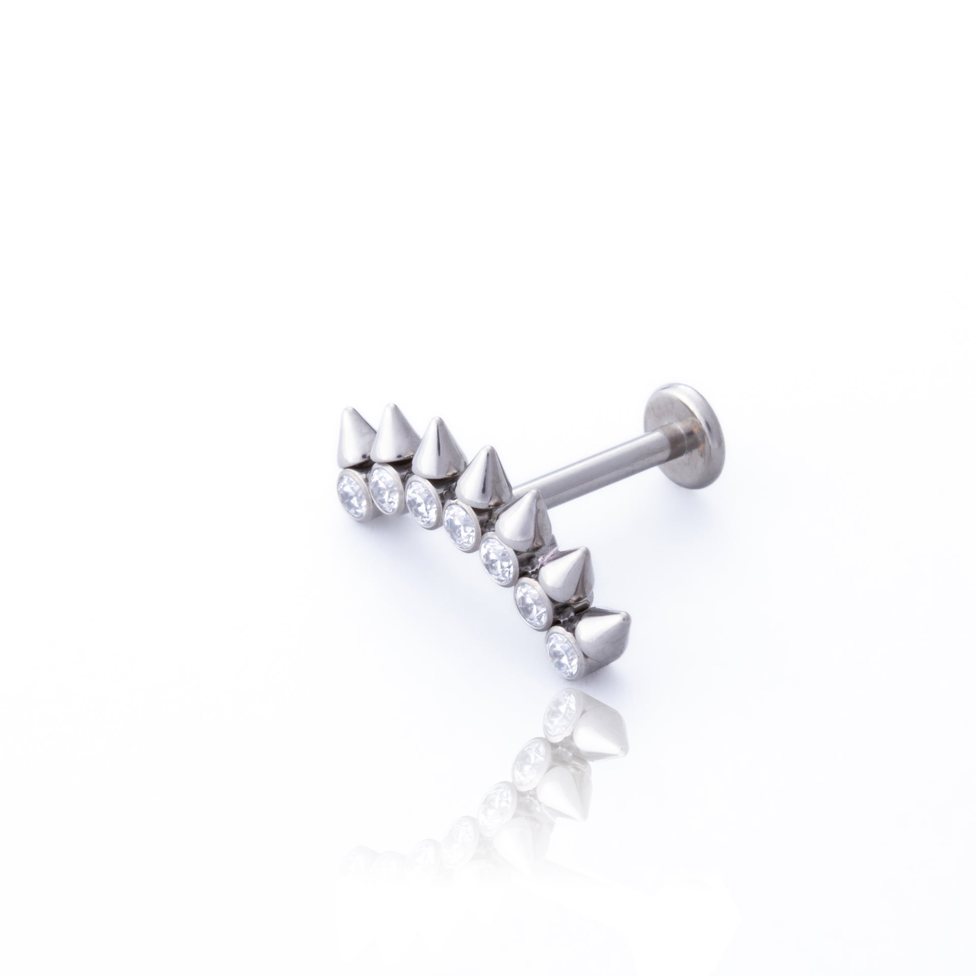 LABRET TITÂNIO R/I CLUSTER SPIKE C/ PEDRA